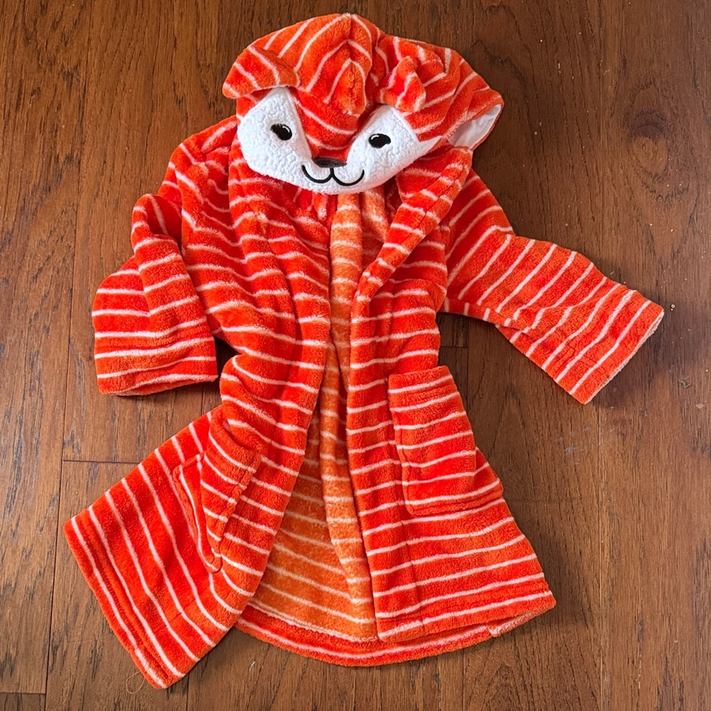 Cozy Orange Striped Kids Pajama Robe
